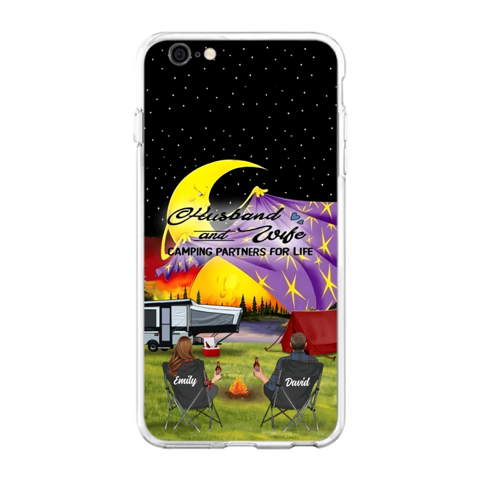 Custom Personalized Camping Phone Case - Couple/ Parents With Upto 3 Kids And 4 Pets - Gift Idea For Camping Lover - Case For iPhone And Samsung