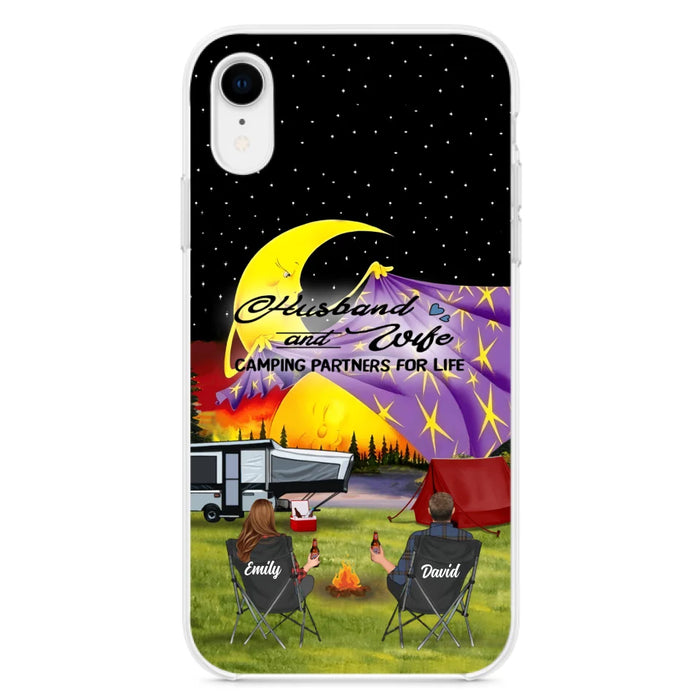 Custom Personalized Camping Phone Case - Couple/ Parents With Upto 3 Kids And 4 Pets - Gift Idea For Camping Lover - Case For iPhone And Samsung