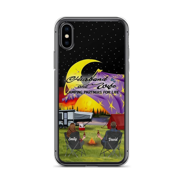 Custom Personalized Camping Phone Case - Couple/ Parents With Upto 3 Kids And 4 Pets - Gift Idea For Camping Lover - Case For iPhone And Samsung