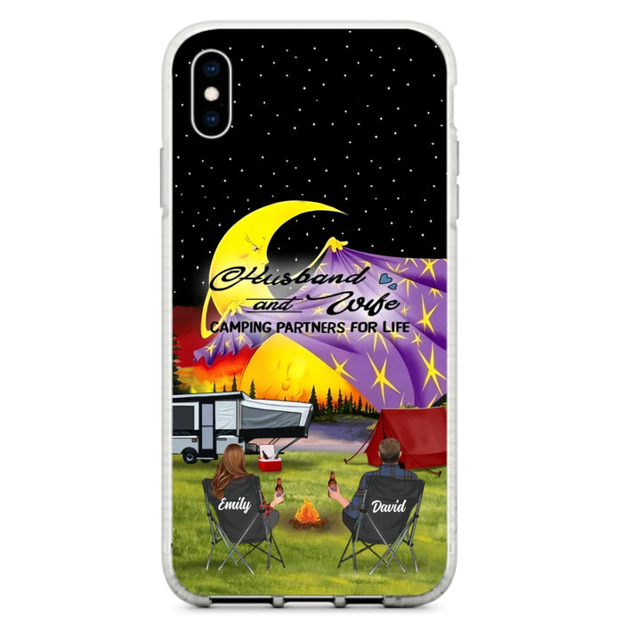 Custom Personalized Camping Phone Case - Couple/ Parents With Upto 3 Kids And 4 Pets - Gift Idea For Camping Lover - Case For iPhone And Samsung