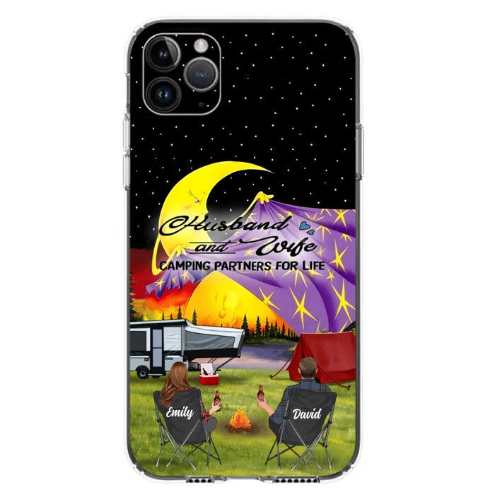 Custom Personalized Camping Phone Case - Couple/ Parents With Upto 3 Kids And 4 Pets - Gift Idea For Camping Lover - Case For iPhone And Samsung