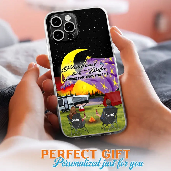 Custom Personalized Camping Phone Case - Couple/ Parents With Upto 3 Kids And 4 Pets - Gift Idea For Camping Lover - Case For iPhone And Samsung