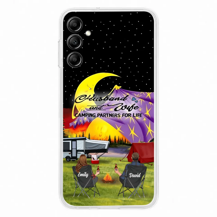 Custom Personalized Camping Phone Case - Couple/ Parents With Upto 3 Kids And 4 Pets - Gift Idea For Camping Lover - Case For iPhone And Samsung