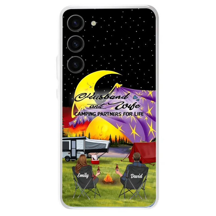 Custom Personalized Camping Phone Case - Couple/ Parents With Upto 3 Kids And 4 Pets - Gift Idea For Camping Lover - Case For iPhone And Samsung