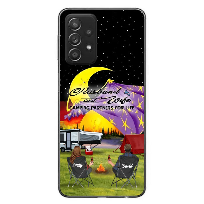 Custom Personalized Camping Phone Case - Couple/ Parents With Upto 3 Kids And 4 Pets - Gift Idea For Camping Lover - Case For iPhone And Samsung