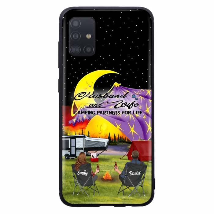 Custom Personalized Camping Phone Case - Couple/ Parents With Upto 3 Kids And 4 Pets - Gift Idea For Camping Lover - Case For iPhone And Samsung