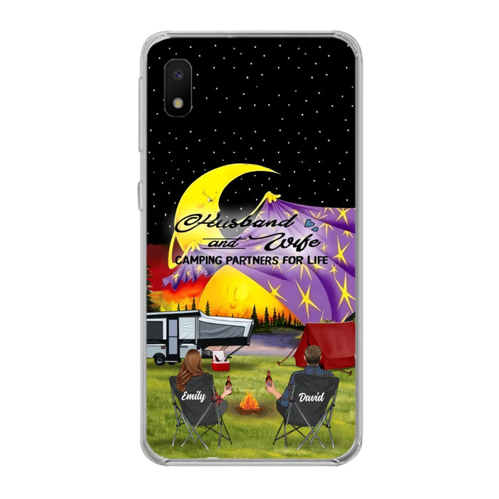 Custom Personalized Camping Phone Case - Couple/ Parents With Upto 3 Kids And 4 Pets - Gift Idea For Camping Lover - Case For iPhone And Samsung