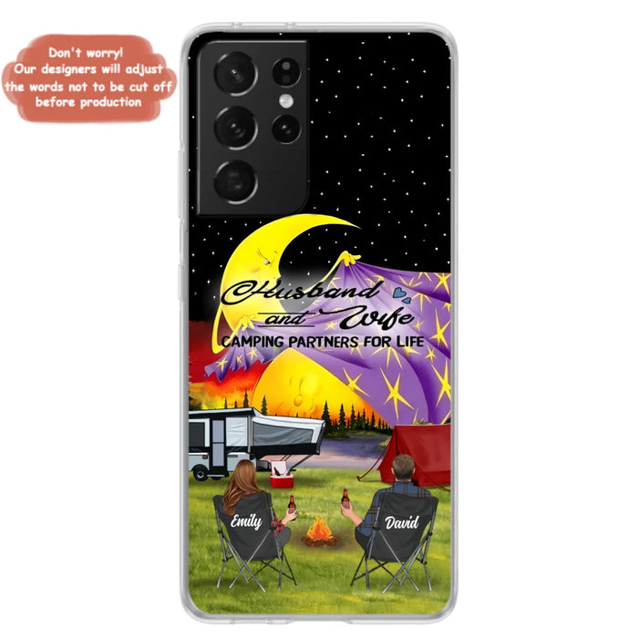 Custom Personalized Camping Phone Case - Couple/ Parents With Upto 3 Kids And 4 Pets - Gift Idea For Camping Lover - Case For iPhone And Samsung