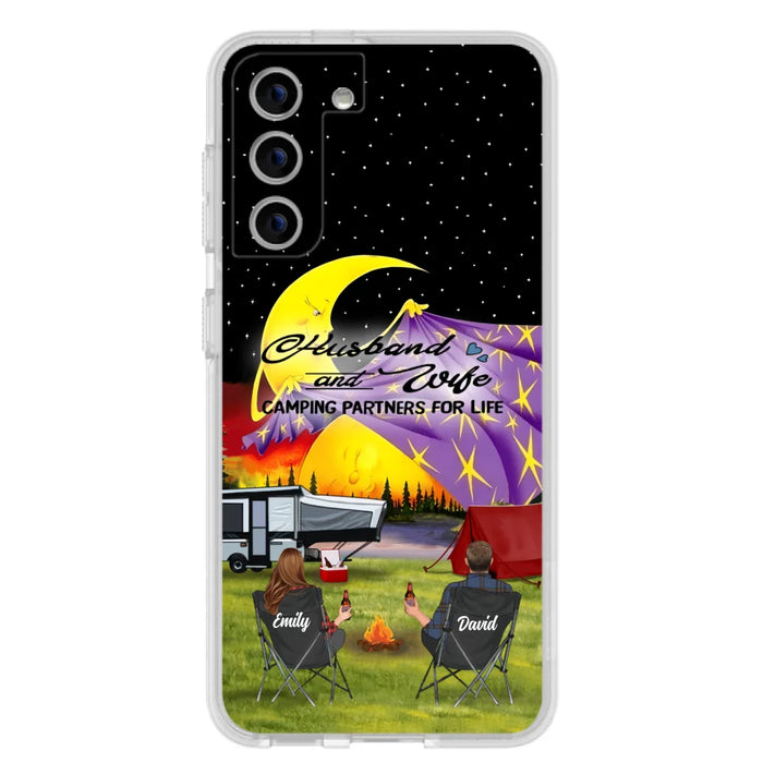 Custom Personalized Camping Phone Case - Couple/ Parents With Upto 3 Kids And 4 Pets - Gift Idea For Camping Lover - Case For iPhone And Samsung