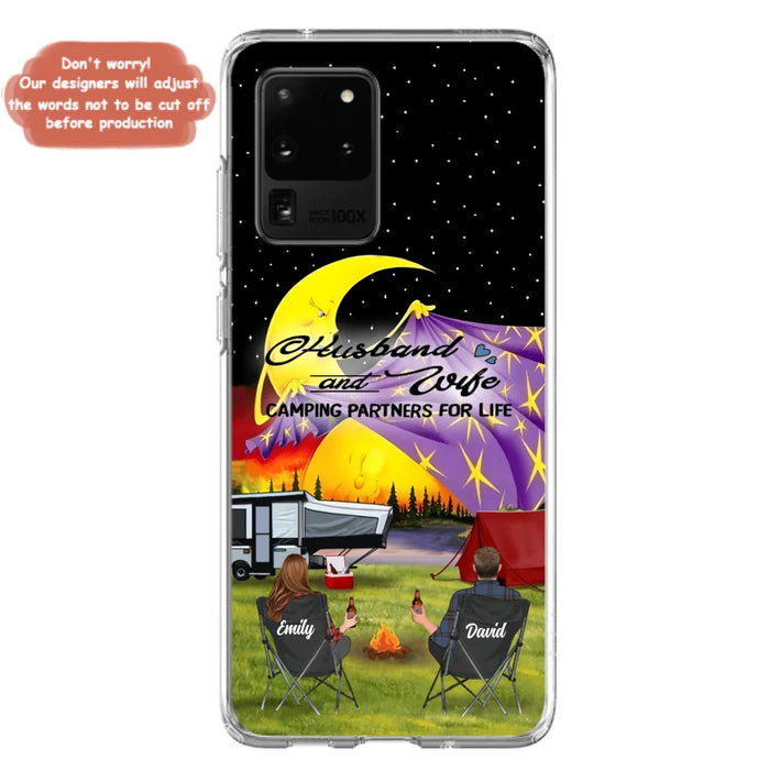 Custom Personalized Camping Phone Case - Couple/ Parents With Upto 3 Kids And 4 Pets - Gift Idea For Camping Lover - Case For iPhone And Samsung