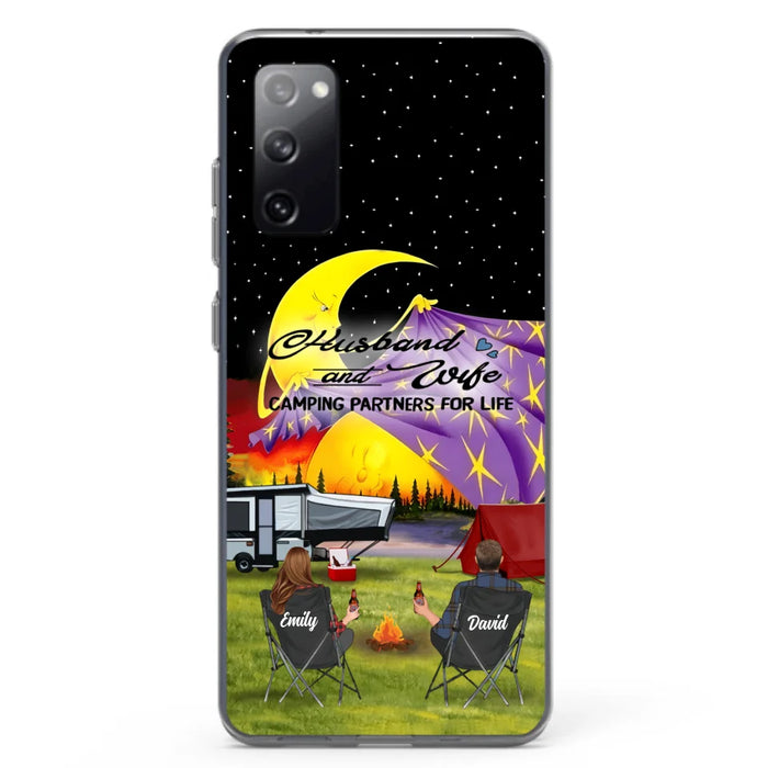 Custom Personalized Camping Phone Case - Couple/ Parents With Upto 3 Kids And 4 Pets - Gift Idea For Camping Lover - Case For iPhone And Samsung