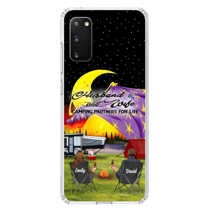 Custom Personalized Camping Phone Case - Couple/ Parents With Upto 3 Kids And 4 Pets - Gift Idea For Camping Lover - Case For iPhone And Samsung