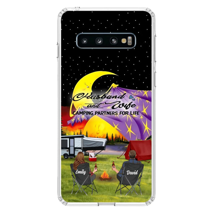 Custom Personalized Camping Phone Case - Couple/ Parents With Upto 3 Kids And 4 Pets - Gift Idea For Camping Lover - Case For iPhone And Samsung