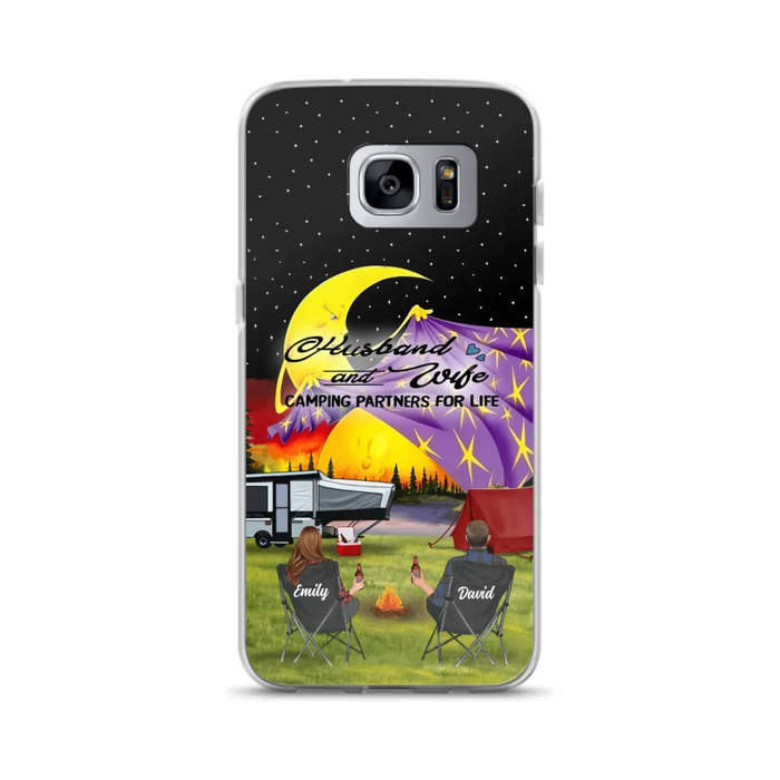 Custom Personalized Camping Phone Case - Couple/ Parents With Upto 3 Kids And 4 Pets - Gift Idea For Camping Lover - Case For iPhone And Samsung