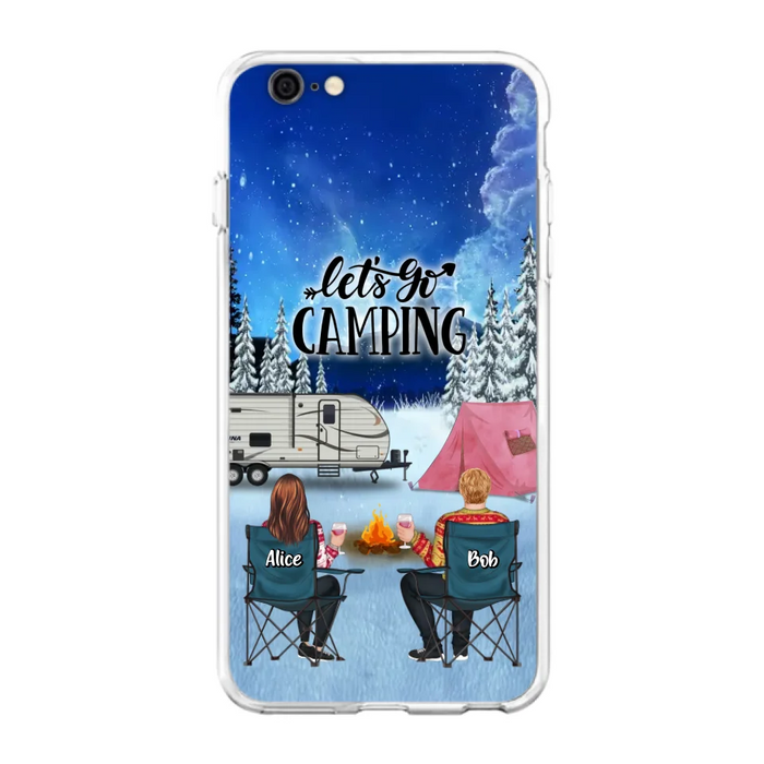 Custom Personalized Christmas Camping Phone Case - Christmas Gift For Family/ Couple/ Camping Lover - Upto 2 Kids and 3 Pets - Let's Go Camping - Case For iPhone And Samsung