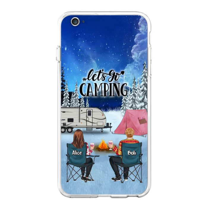 Custom Personalized Christmas Camping Phone Case - Christmas Gift For Family/ Couple/ Camping Lover - Upto 2 Kids and 3 Pets - Let's Go Camping - Case For iPhone And Samsung