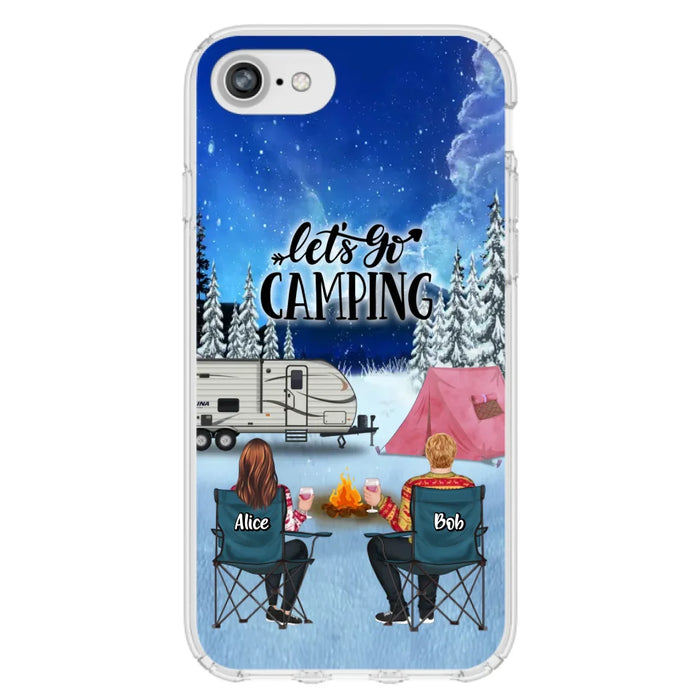 Custom Personalized Christmas Camping Phone Case - Christmas Gift For Family/ Couple/ Camping Lover - Upto 2 Kids and 3 Pets - Let's Go Camping - Case For iPhone And Samsung