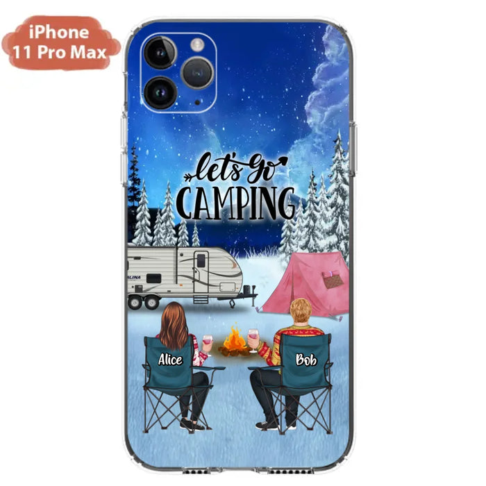 Custom Personalized Christmas Camping Phone Case - Christmas Gift For Family/ Couple/ Camping Lover - Upto 2 Kids and 3 Pets - Let's Go Camping - Case For iPhone And Samsung