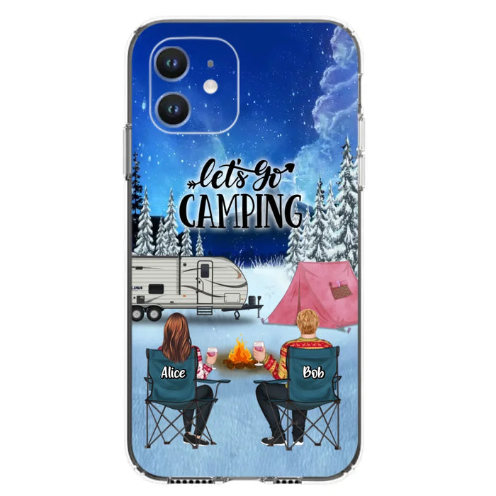 Custom Personalized Christmas Camping Phone Case - Christmas Gift For Family/ Couple/ Camping Lover - Upto 2 Kids and 3 Pets - Let's Go Camping - Case For iPhone And Samsung