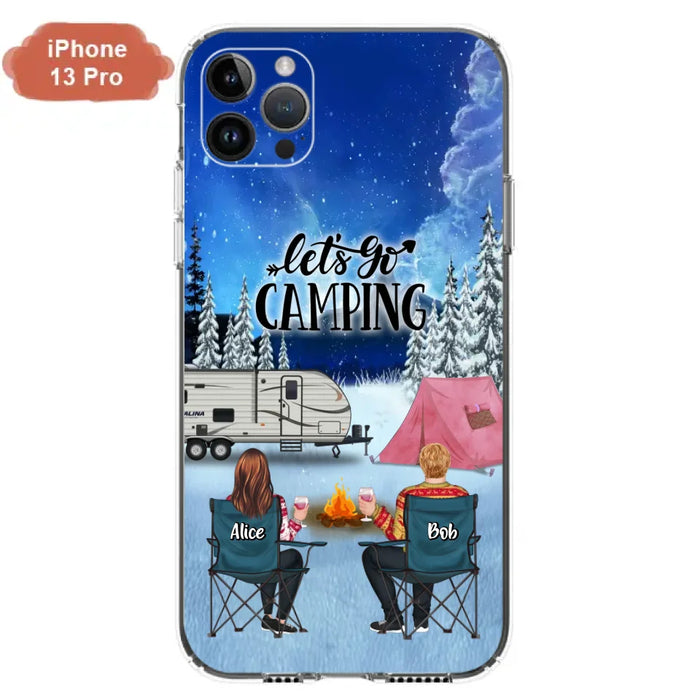 Custom Personalized Christmas Camping Phone Case - Christmas Gift For Family/ Couple/ Camping Lover - Upto 2 Kids and 3 Pets - Let's Go Camping - Case For iPhone And Samsung