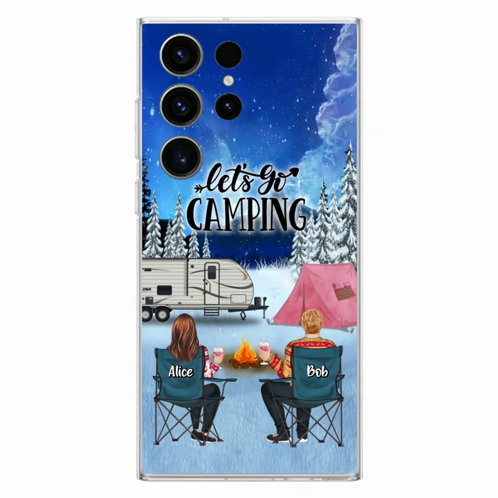 Custom Personalized Christmas Camping Phone Case - Christmas Gift For Family/ Couple/ Camping Lover - Upto 2 Kids and 3 Pets - Let's Go Camping - Case For iPhone And Samsung