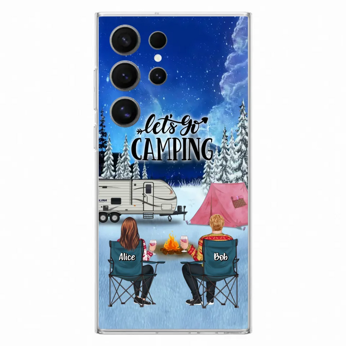 Custom Personalized Christmas Camping Phone Case - Christmas Gift For Family/ Couple/ Camping Lover - Upto 2 Kids and 3 Pets - Let's Go Camping - Case For iPhone And Samsung