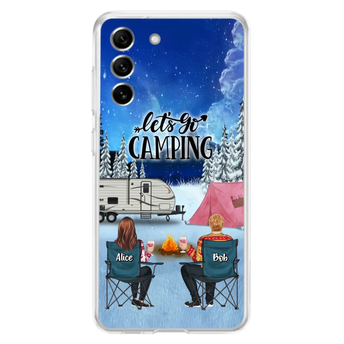 Custom Personalized Christmas Camping Phone Case - Christmas Gift For Family/ Couple/ Camping Lover - Upto 2 Kids and 3 Pets - Let's Go Camping - Case For iPhone And Samsung