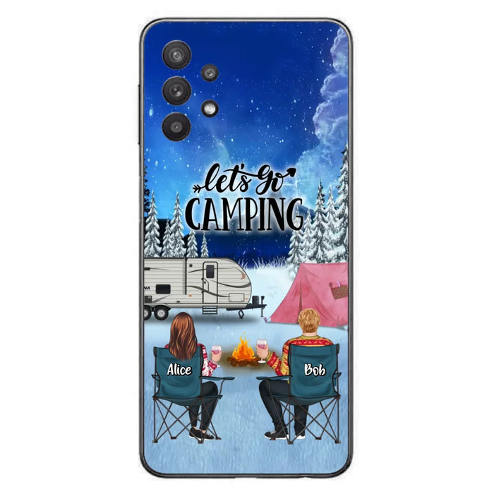 Custom Personalized Christmas Camping Phone Case - Christmas Gift For Family/ Couple/ Camping Lover - Upto 2 Kids and 3 Pets - Let's Go Camping - Case For iPhone And Samsung