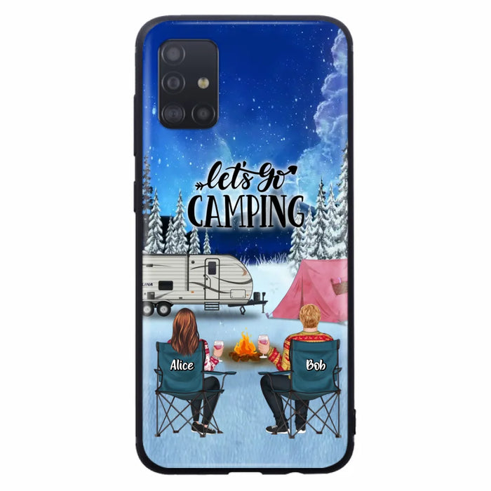 Custom Personalized Christmas Camping Phone Case - Christmas Gift For Family/ Couple/ Camping Lover - Upto 2 Kids and 3 Pets - Let's Go Camping - Case For iPhone And Samsung