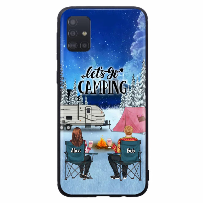 Custom Personalized Christmas Camping Phone Case - Christmas Gift For Family/ Couple/ Camping Lover - Upto 2 Kids and 3 Pets - Let's Go Camping - Case For iPhone And Samsung