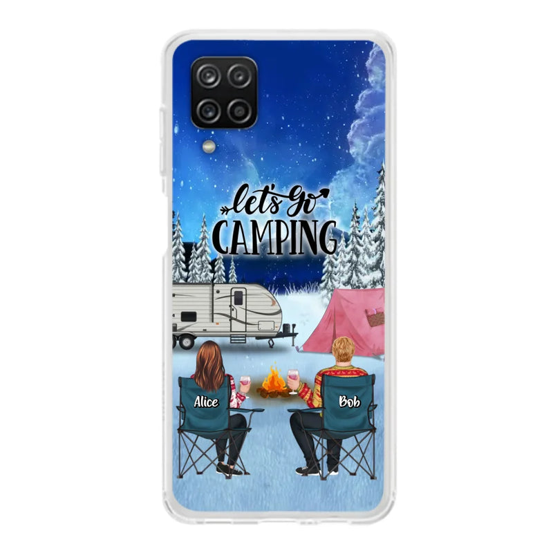 Personalized Christmas Camping Phone Case - Christmas Gift For Family/Couple/Camping Lover - Up to 2 Kids and 3 Pets - Let's Go Camping - Case For iPhone And Samsung