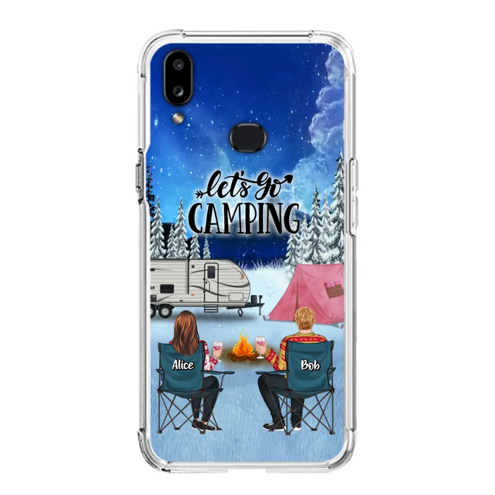 Custom Personalized Christmas Camping Phone Case - Christmas Gift For Family/ Couple/ Camping Lover - Upto 2 Kids and 3 Pets - Let's Go Camping - Case For iPhone And Samsung