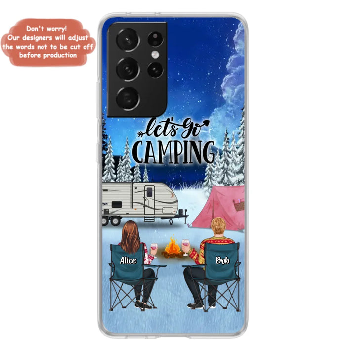 Custom Personalized Christmas Camping Phone Case - Christmas Gift For Family/ Couple/ Camping Lover - Upto 2 Kids and 3 Pets - Let's Go Camping - Case For iPhone And Samsung