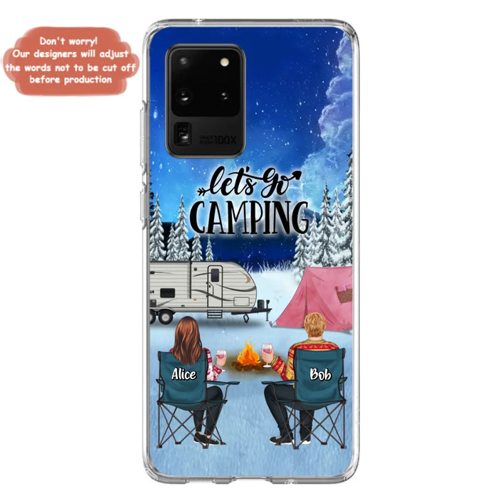 Custom Personalized Christmas Camping Phone Case - Christmas Gift For Family/ Couple/ Camping Lover - Upto 2 Kids and 3 Pets - Let's Go Camping - Case For iPhone And Samsung