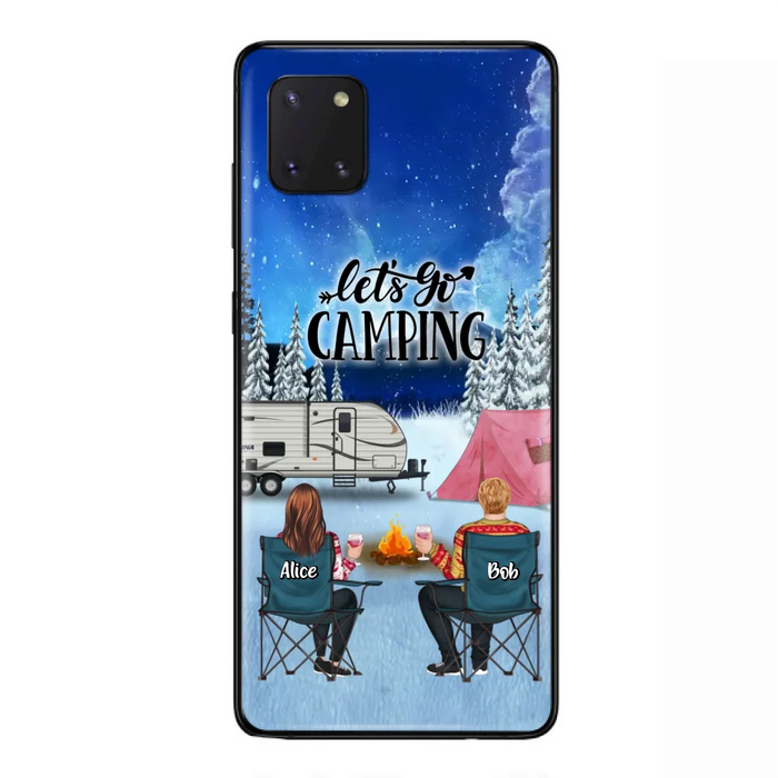 Custom Personalized Christmas Camping Phone Case - Christmas Gift For Family/ Couple/ Camping Lover - Upto 2 Kids and 3 Pets - Let's Go Camping - Case For iPhone And Samsung