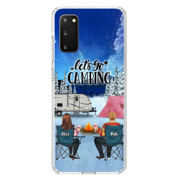 Custom Personalized Christmas Camping Phone Case - Christmas Gift For Family/ Couple/ Camping Lover - Upto 2 Kids and 3 Pets - Let's Go Camping - Case For iPhone And Samsung