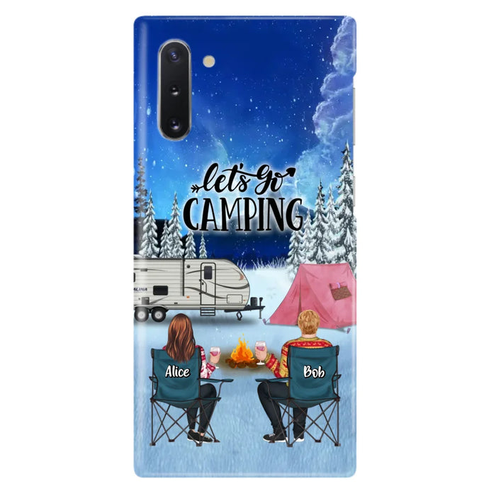 Custom Personalized Christmas Camping Phone Case - Christmas Gift For Family/ Couple/ Camping Lover - Upto 2 Kids and 3 Pets - Let's Go Camping - Case For iPhone And Samsung