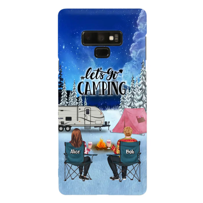 Custom Personalized Christmas Camping Phone Case - Christmas Gift For Family/ Couple/ Camping Lover - Upto 2 Kids and 3 Pets - Let's Go Camping - Case For iPhone And Samsung