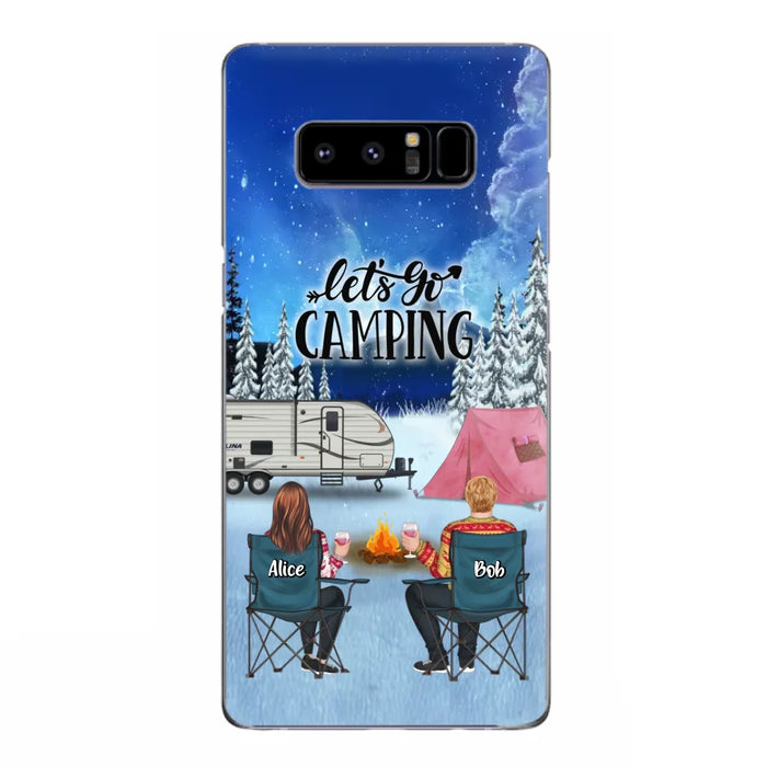 Custom Personalized Christmas Camping Phone Case - Christmas Gift For Family/ Couple/ Camping Lover - Upto 2 Kids and 3 Pets - Let's Go Camping - Case For iPhone And Samsung