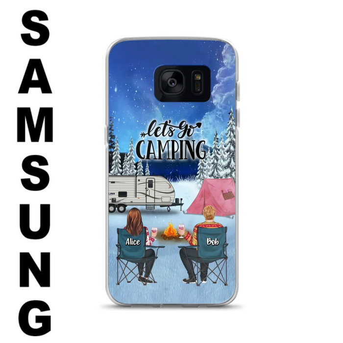 Custom Personalized Christmas Camping Phone Case - Christmas Gift For Family/ Couple/ Camping Lover - Upto 2 Kids and 3 Pets - Let's Go Camping - Case For iPhone And Samsung