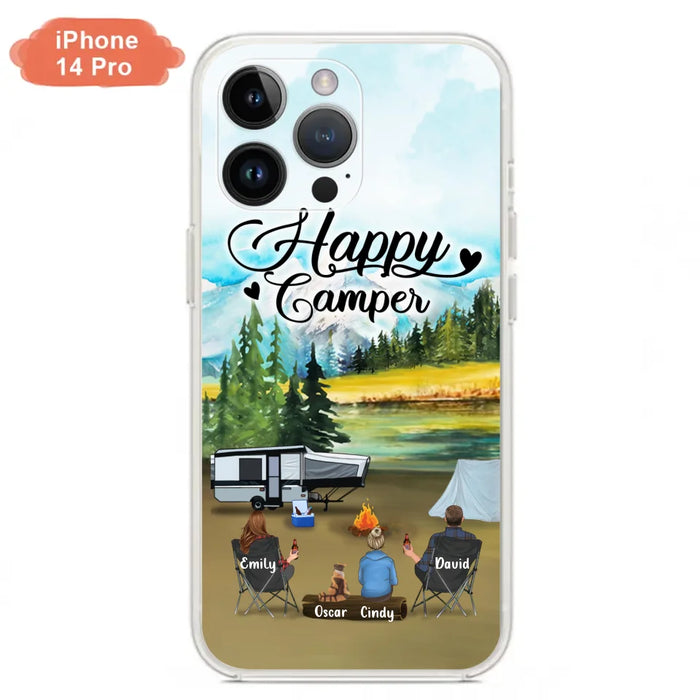 Custom Personalized Camping Phone Case - Parents With 1 Kid And 1 Pet - Best Gift For Family - Happy Camper - Case For iPhone And Samsung