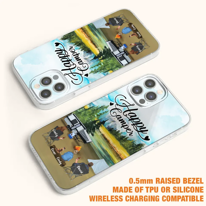 Custom Personalized Camping Phone Case - Parents With 1 Kid And 1 Pet - Best Gift For Family - Happy Camper - Case For iPhone And Samsung