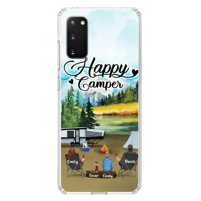 Custom Personalized Camping Phone Case - Parents With 1 Kid And 1 Pet - Best Gift For Family - Happy Camper - Case For iPhone And Samsung