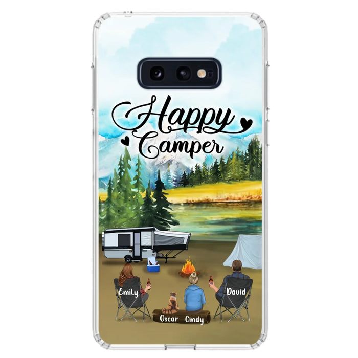 Custom Personalized Camping Phone Case - Parents With 1 Kid And 1 Pet - Best Gift For Family - Happy Camper - Case For iPhone And Samsung