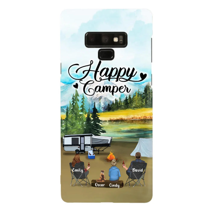 Custom Personalized Camping Phone Case - Parents With 1 Kid And 1 Pet - Best Gift For Family - Happy Camper - Case For iPhone And Samsung