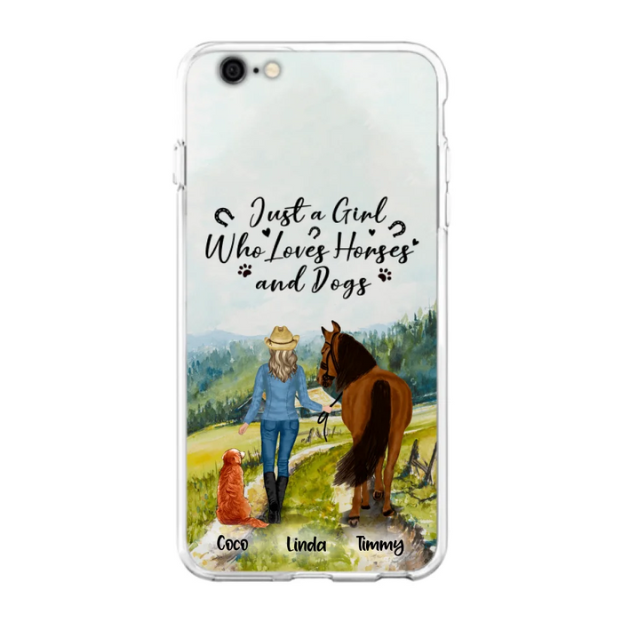 Custom Personalized Horse And Dog Phone Case - Man/ Woman/ Girl/ Boy With Upto 2 Horses And 4 Dogs - Gift For Horse/ Dog Lover - Case For iPhone And Samsung