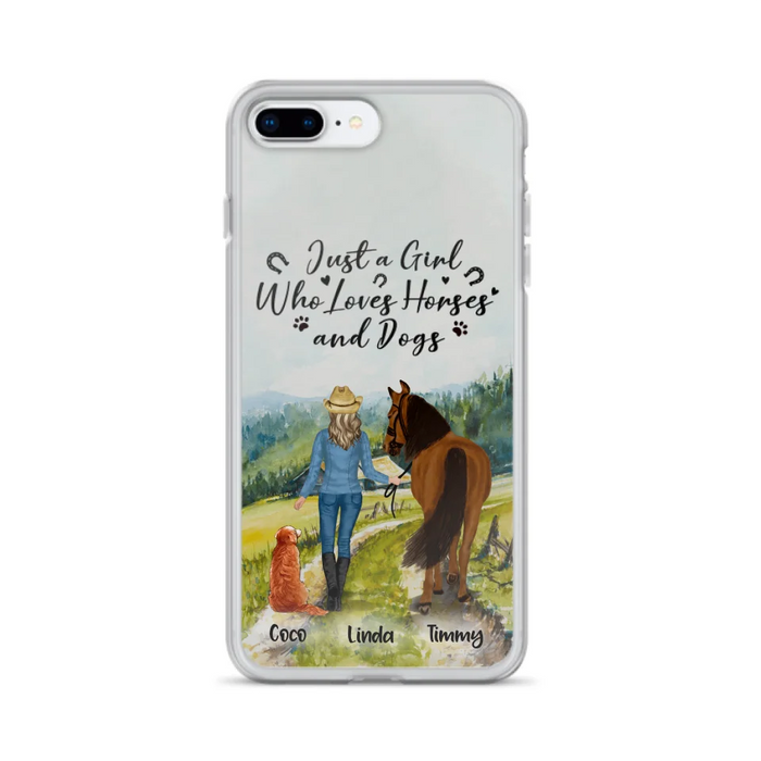 Custom Personalized Horse And Dog Phone Case - Man/ Woman/ Girl/ Boy With Upto 2 Horses And 4 Dogs - Gift For Horse/ Dog Lover - Case For iPhone And Samsung