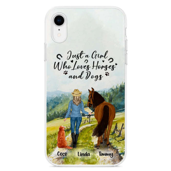 Custom Personalized Horse And Dog Phone Case - Man/ Woman/ Girl/ Boy With Upto 2 Horses And 4 Dogs - Gift For Horse/ Dog Lover - Case For iPhone And Samsung