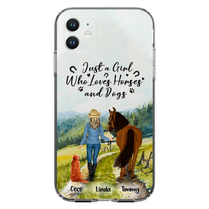 Custom Personalized Horse And Dog Phone Case - Man/ Woman/ Girl/ Boy With Upto 2 Horses And 4 Dogs - Gift For Horse/ Dog Lover - Case For iPhone And Samsung