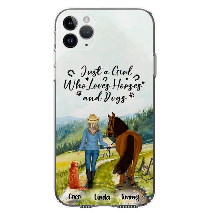 Custom Personalized Horse And Dog Phone Case - Man/ Woman/ Girl/ Boy With Upto 2 Horses And 4 Dogs - Gift For Horse/ Dog Lover - Case For iPhone And Samsung